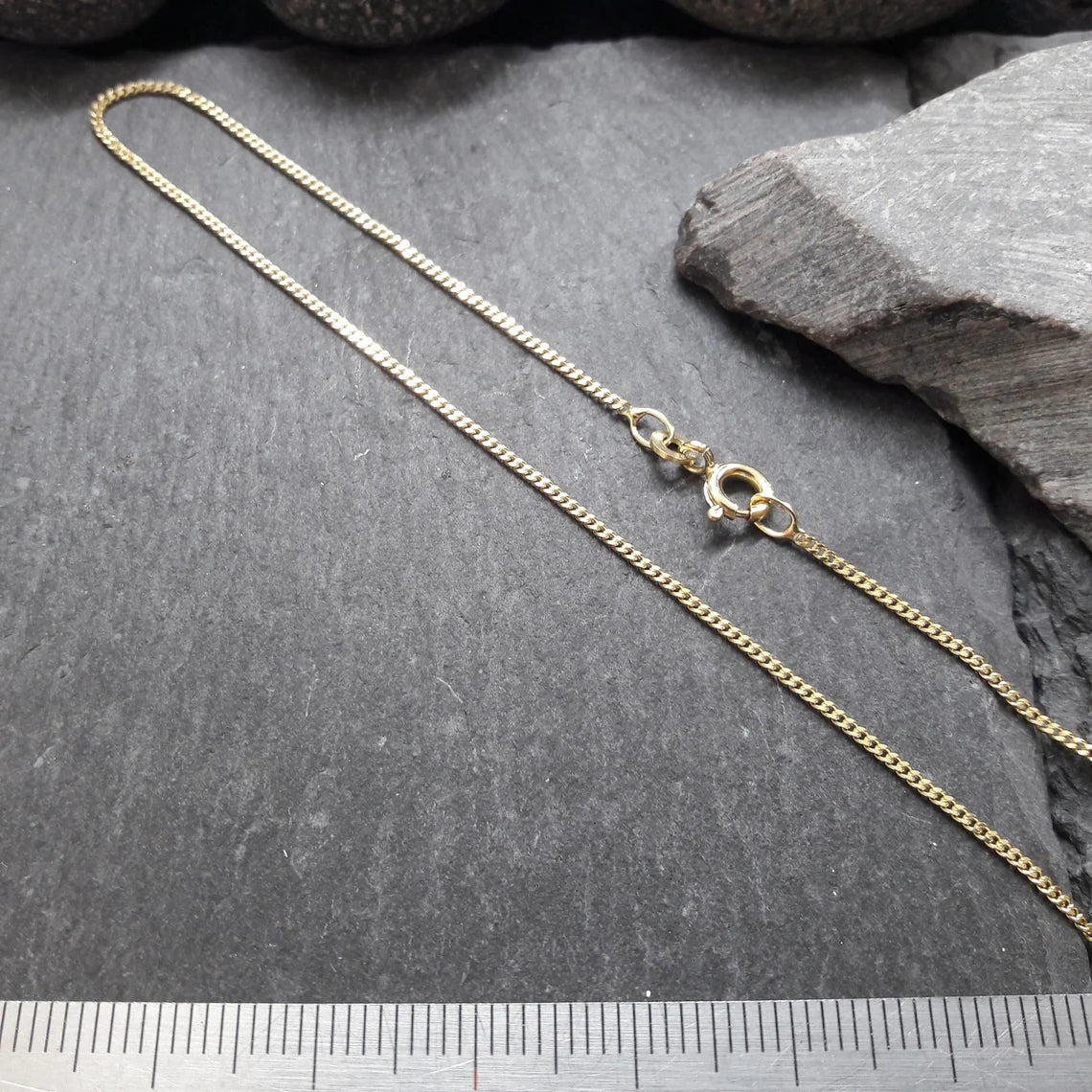 Halskette - 1,2 mm Flachpanzerkette aus Gelbgold