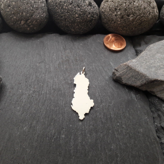 ALBANIEN Landkarten-Anhänger aus 925er Silber