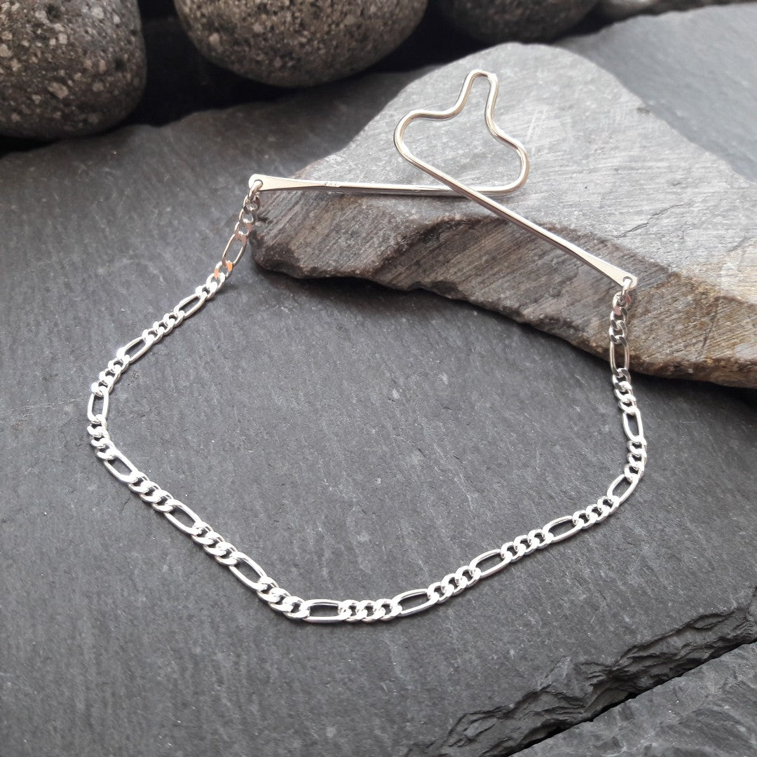 Krawattenkette aus 925er Silber - Schmuck für Krawatte mit 2,2 mm Figarokette (KK06)