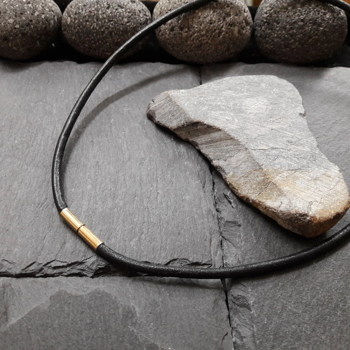 3 mm Lederkette mit Gelbgold Bajonettverschluss