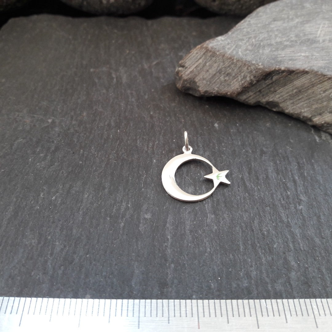 Sichelmond mit Stern-Anhänger aus 925er Silber