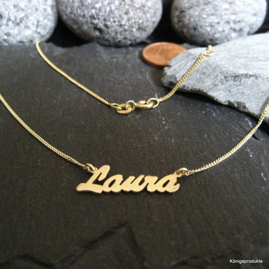 Personalisierte Kinder-Namenskette mit Wunschname aus 333er Gelbgold (NK30/8GG)