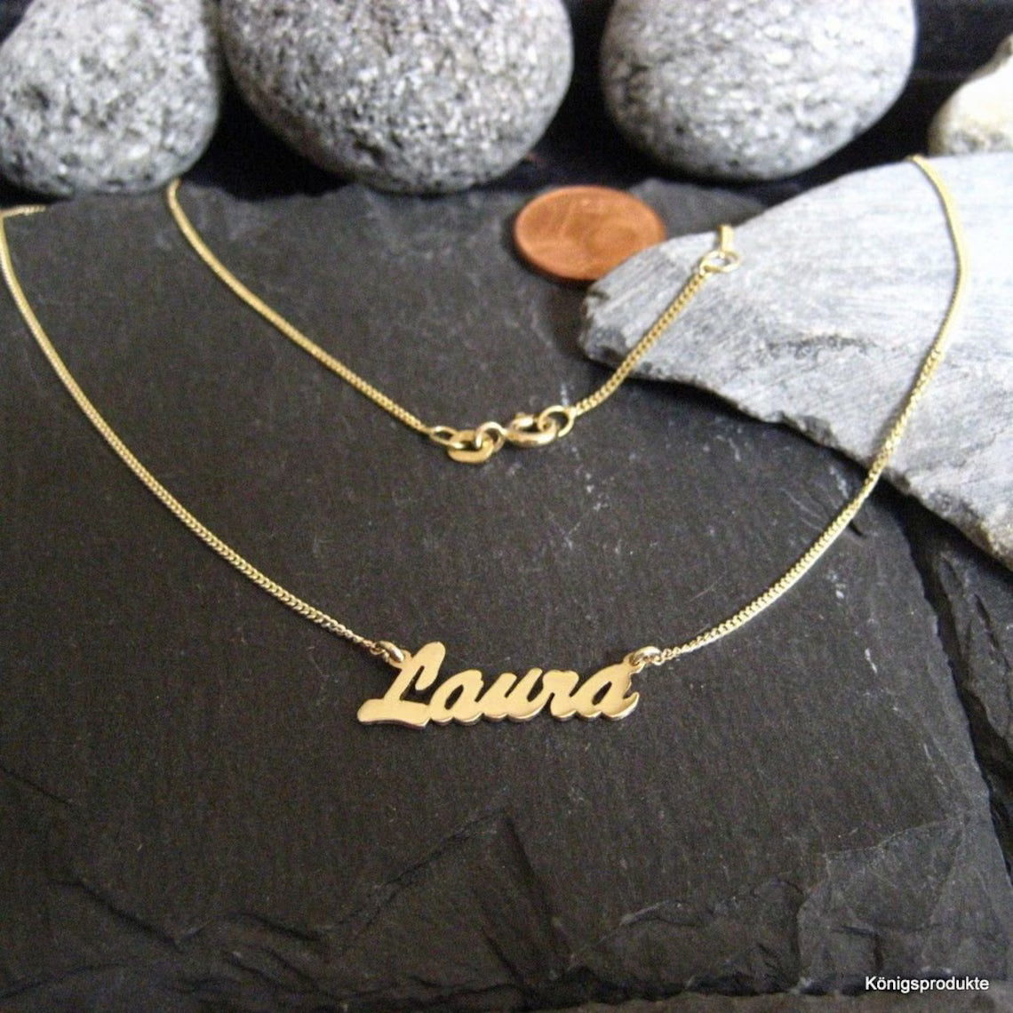 Personalisierte Kinder-Namenskette mit Wunschname aus 333er Gelbgold (NK30/8GG)