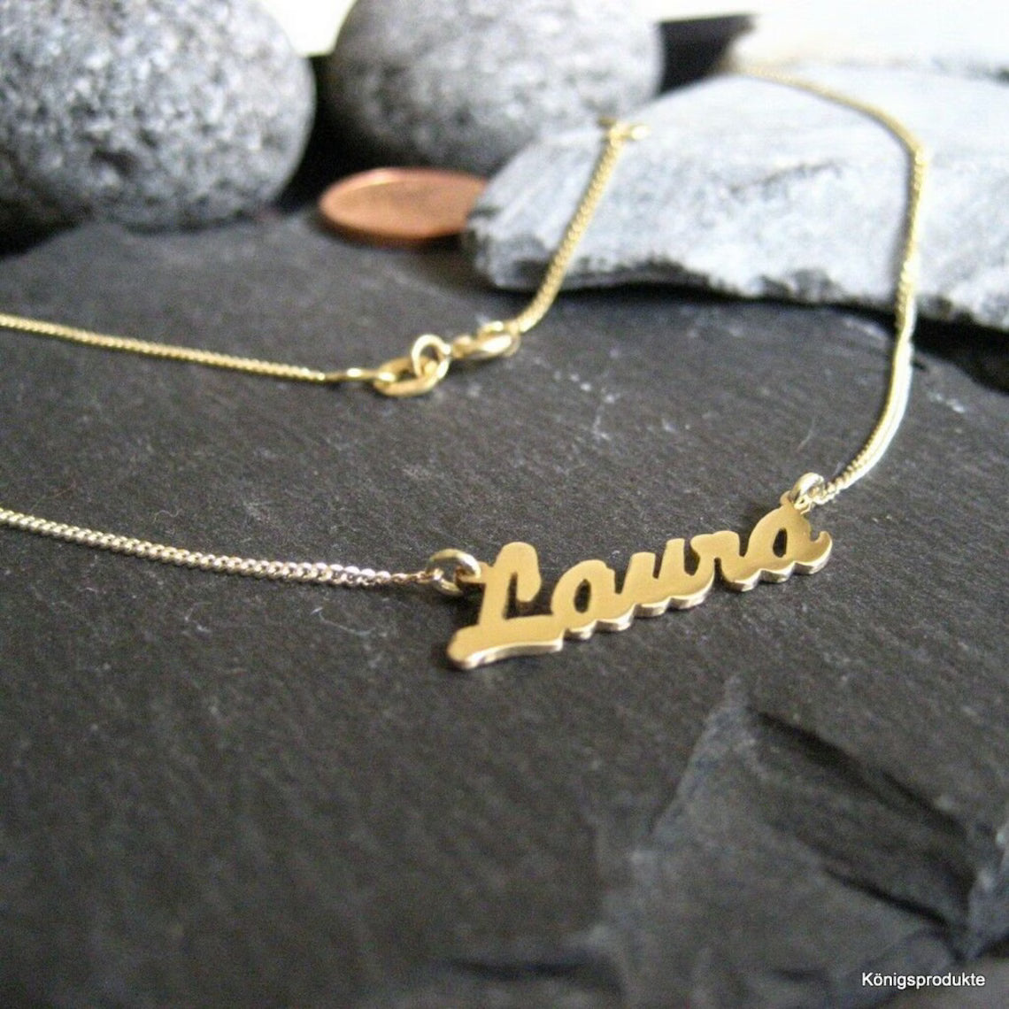 Personalisierte Kinder-Namenskette mit Wunschname aus 333er Gelbgold (NK30/8GG)