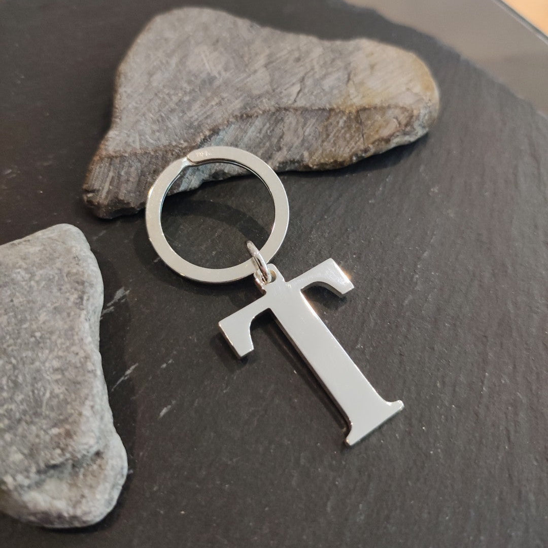 Schlüsselanhänger mit einem Großbuchstaben aus 925er Silber (SA01)