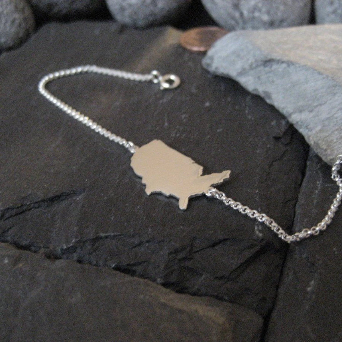 USA Landkarten-Armband aus 925er Silber