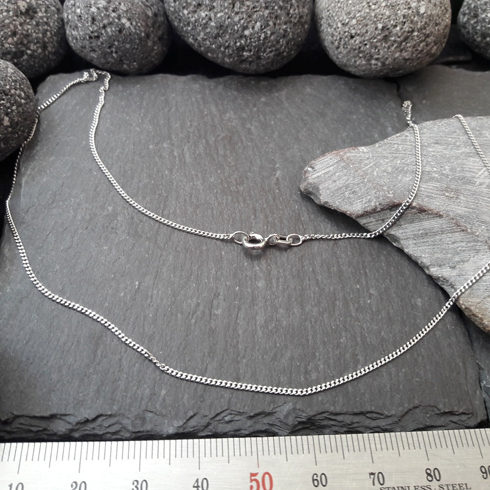 Halskette - 1,1 mm Flachpanzerkette aus 585er Weißgold
