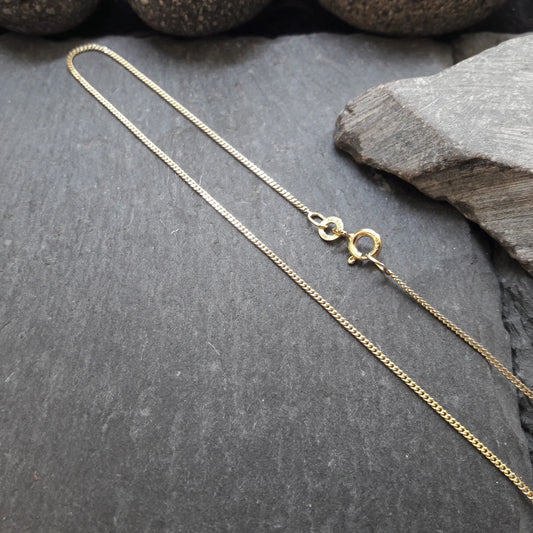 Halskette - 1,1 mm Flachpanzerkette aus 333er Gelbgold