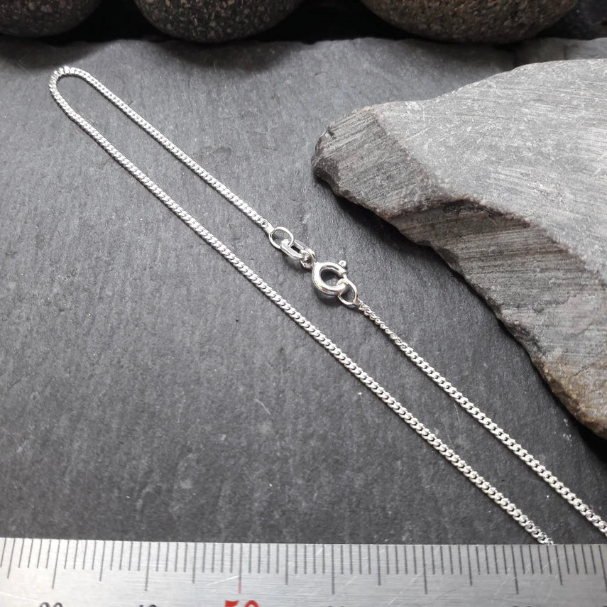 Halskette - 1,1 mm Flachpanzerkette aus 925er Silber