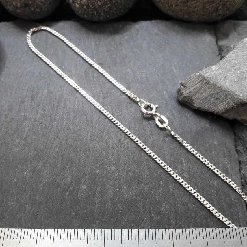 Halskette - 1,7 mm Flachpanzerkette aus 925er Silber