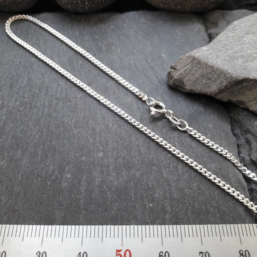 Halskette - 2,1 mm Flachpanzerkette aus 925er Silber