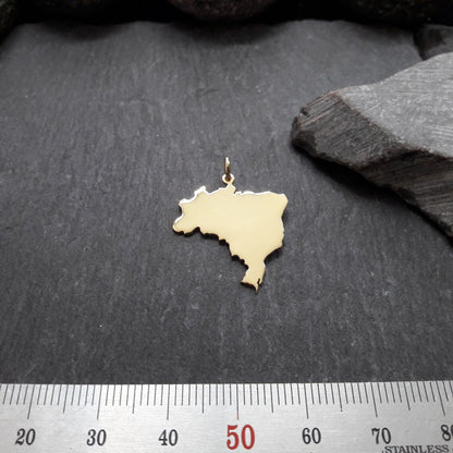 BRASILIEN Landkarten-Anhänger aus 333er Gelbgold