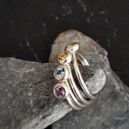 Silberring aus 925er Silber mit einem Edelstein Ihrer Wahl (SR2/E)