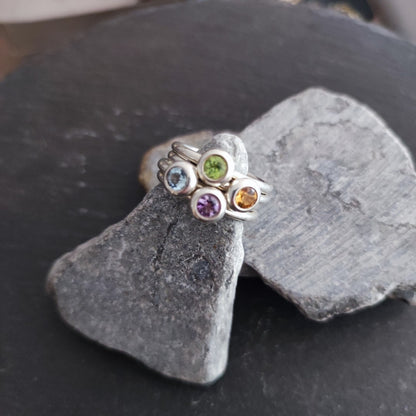 Silberring aus 925er Silber mit einem Edelstein Ihrer Wahl (SR2/E)