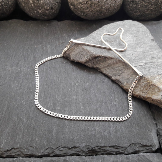 Krawattenkette aus 925er Silber - Schmuck für Krawatte mit 2,1 mm Panzerkette (KK03)