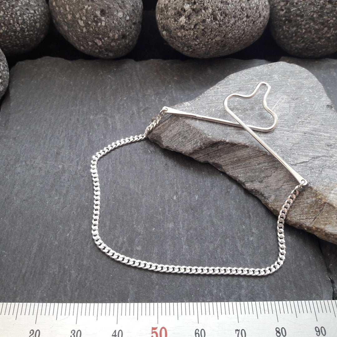 Krawattenkette aus 925er Silber - Schmuck für Krawatte mit 2,1 mm Panzerkette (KK03)
