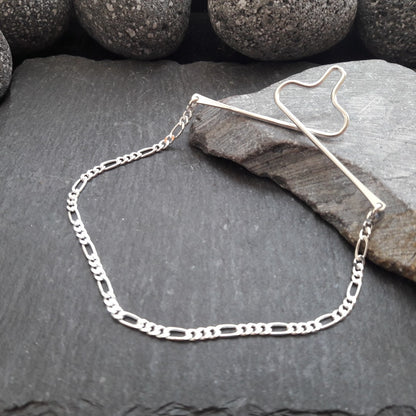 Krawattenkette aus 925er Silber - Schmuck für Krawatte mit 2,2 mm Figarokette (KK06)