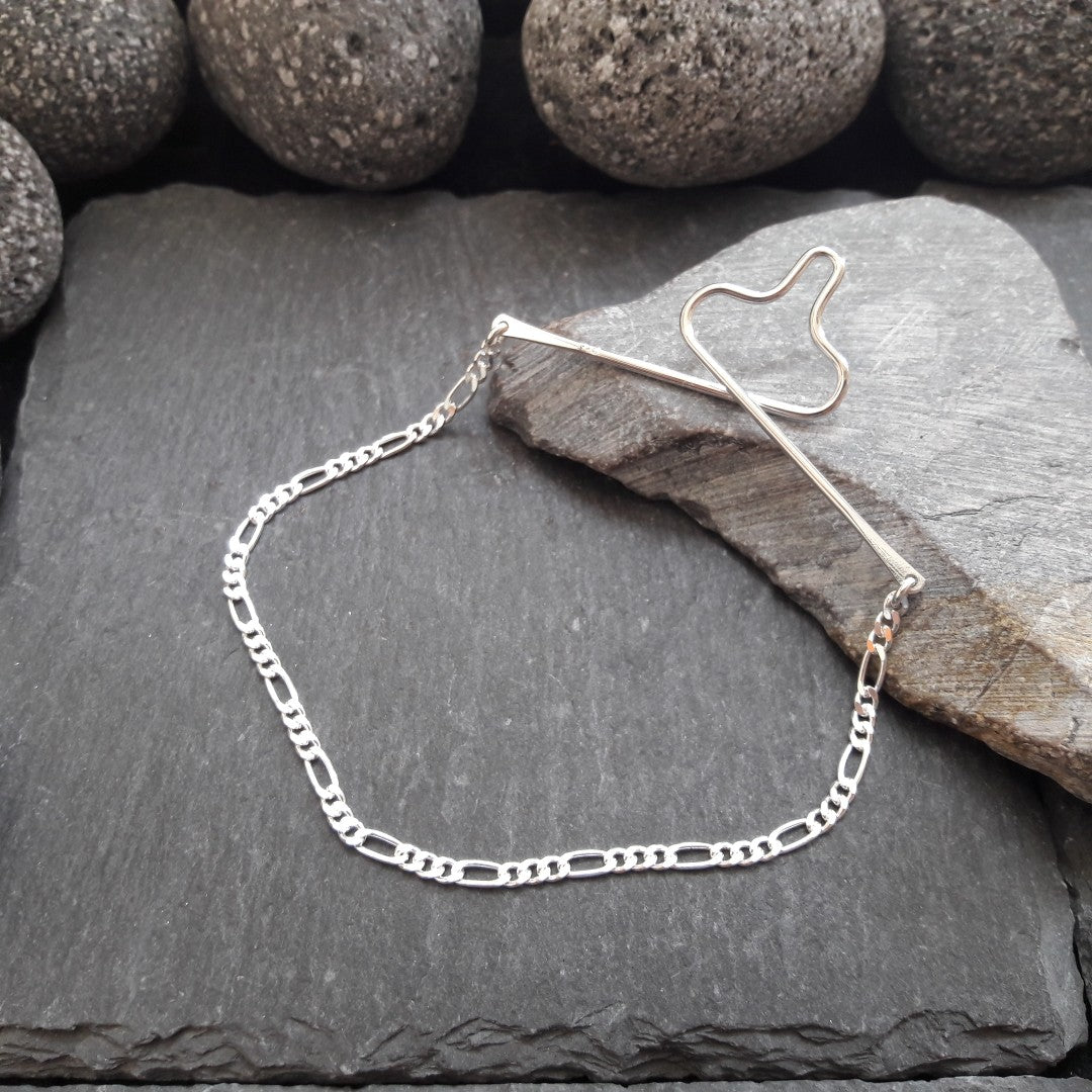 Krawattenkette aus 925er Silber - Schmuck für Krawatte mit 2,2 mm Figarokette (KK06)