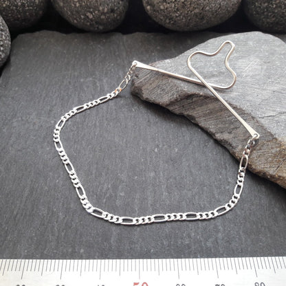 Krawattenkette aus 925er Silber - Schmuck für Krawatte mit 2,2 mm Figarokette (KK06)