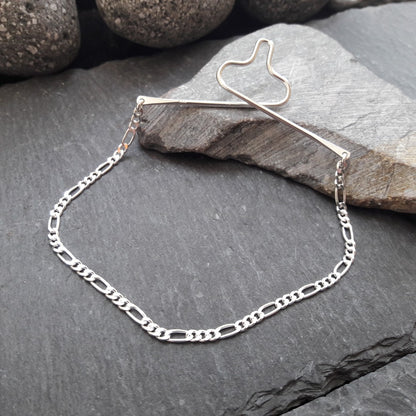 Krawattenkette aus 925er Silber - Schmuck für Krawatte mit 2,2 mm Figarokette (KK06)