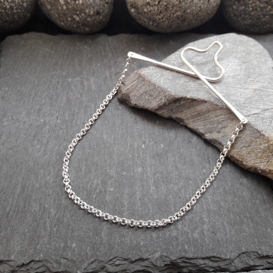 Krawattenkette aus 925er Silber - Schmuck für Krawatte mit 2,0 mm Erbskette (KK07)