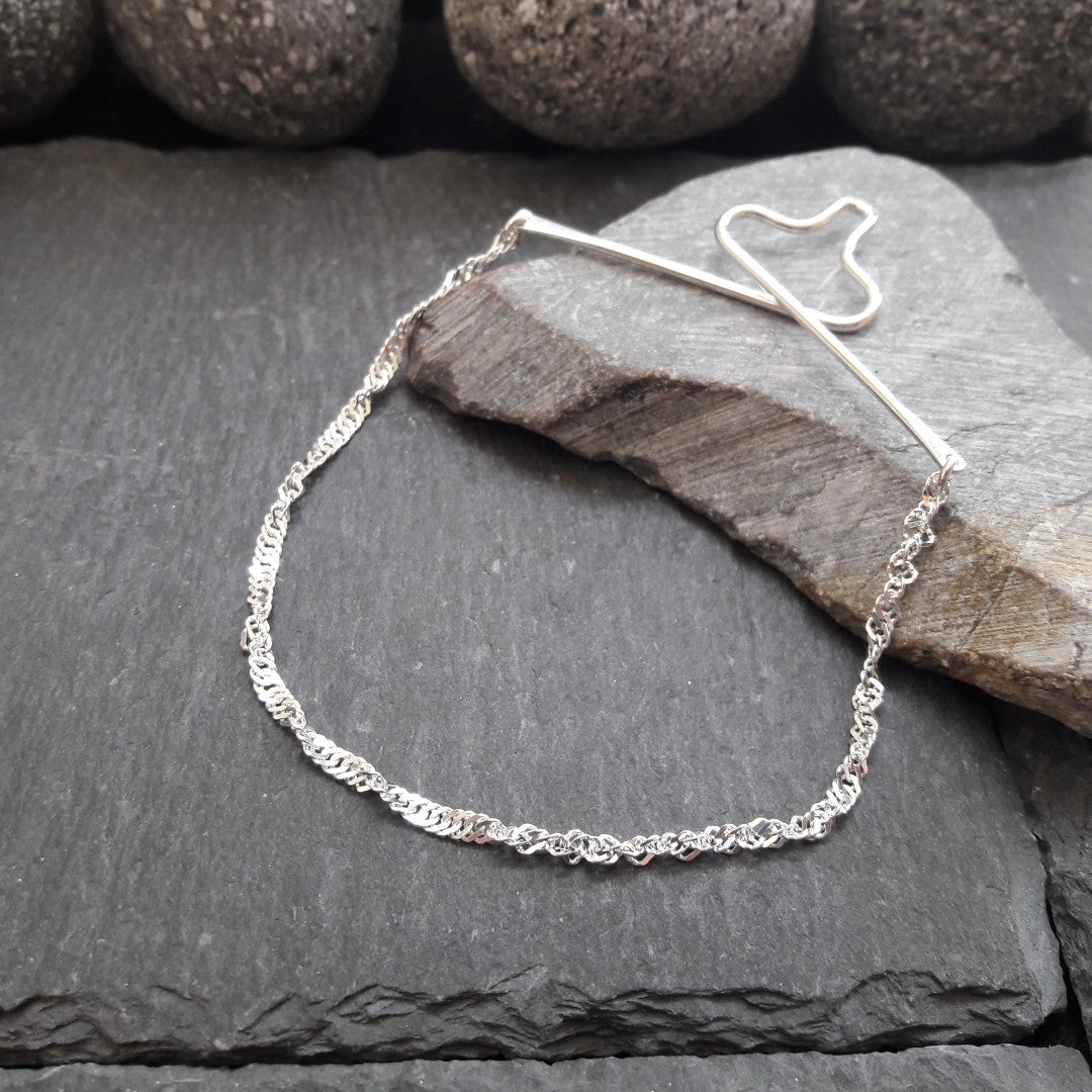 Krawattenkette aus 925er Silber - Schmuck für Krawatte mit 2,2 mm Singapurkette (KK08)