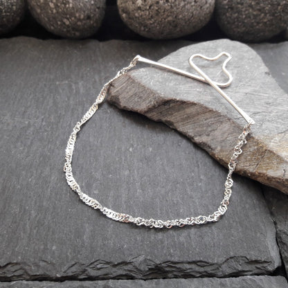 Krawattenkette aus 925er Silber - Schmuck für Krawatte mit 2,2 mm Singapurkette (KK08)