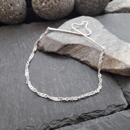Krawattenkette aus 925er Silber - Schmuck für Krawatte mit 2,2 mm Singapurkette (KK08)
