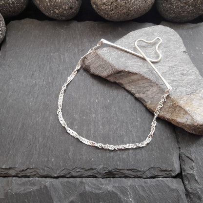 Krawattenkette aus 925er Silber - Schmuck für Krawatte mit 2,2 mm Singapurkette (KK08)