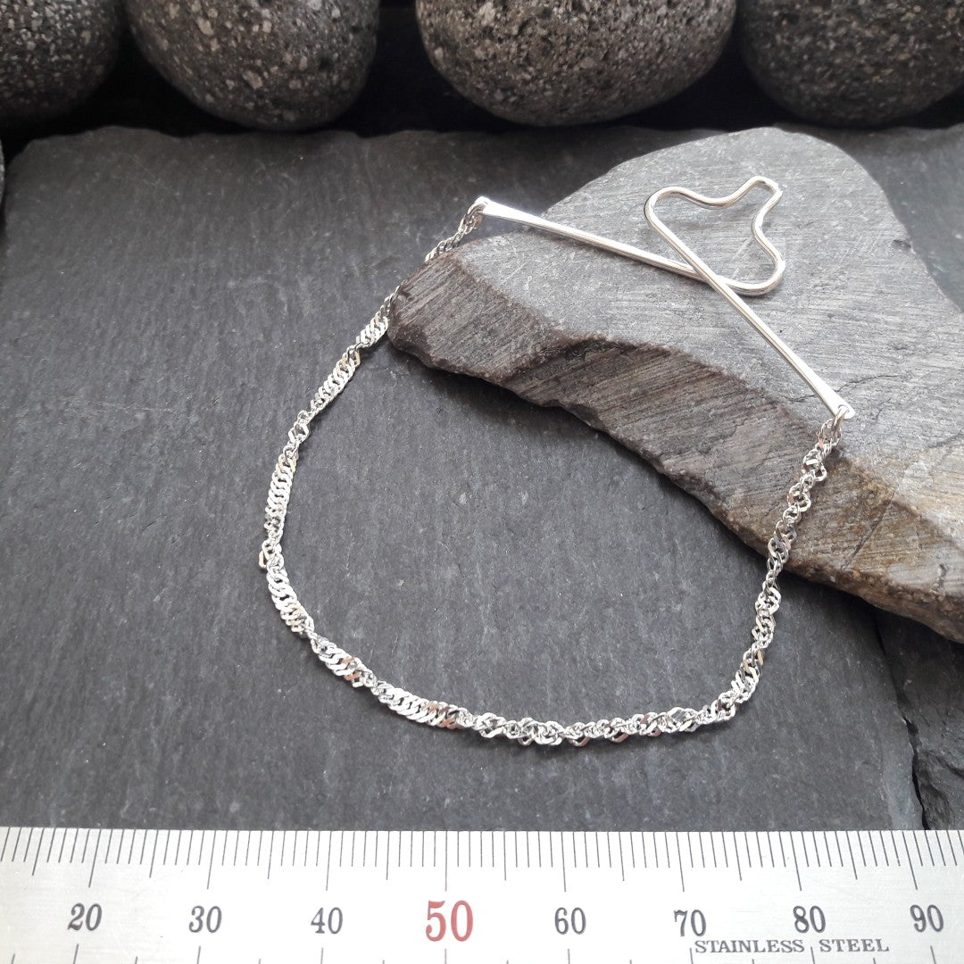Krawattenkette aus 925er Silber - Schmuck für Krawatte mit 2,2 mm Singapurkette (KK08)