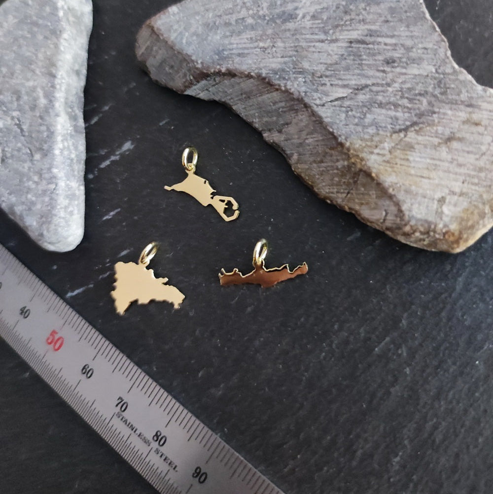 Zierliche Landkarten-Anhänger Ihrer Wahl aus 585er Gelbgold (LK20/14GG)