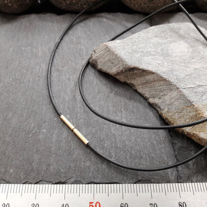 1 mm Lederkette mit Gelbgold Bajonettverschluss