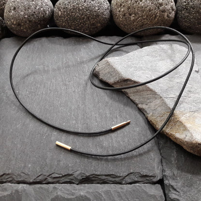 1 mm Lederkette mit Gelbgold Bajonettverschluss