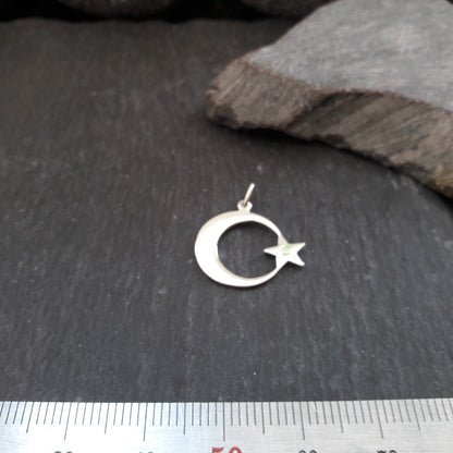 Sichelmond mit Stern-Anhänger aus 925er Silber