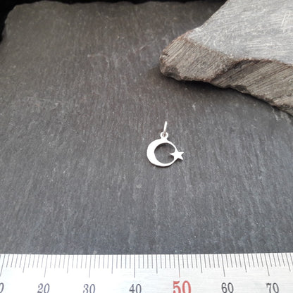 Sichelmond mit Stern-Anhänger aus 925er Silber
