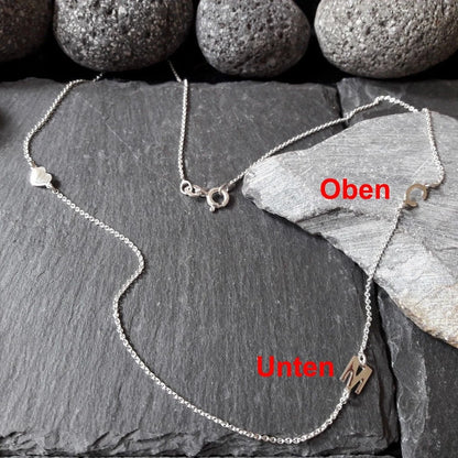 Halskette mit zwei Großbuchstaben & einem Herz aus 925er Silber (NK61)