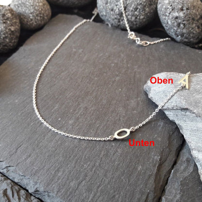 Halskette mit zwei Großbuchstaben aus 925er Silber (NK60)