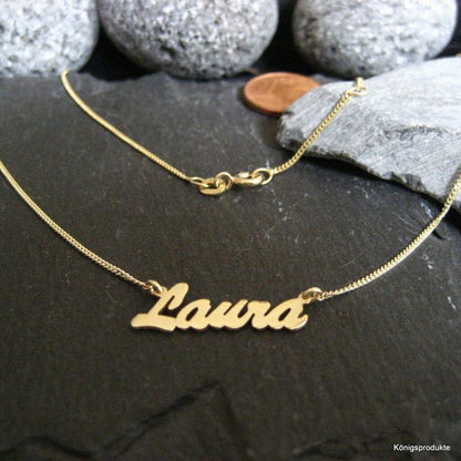 Personalisierte Kinder-Namenskette mit Wunschname aus 333er Gelbgold (NK30/8GG)