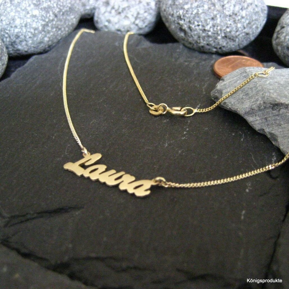 Personalisierte Kinder-Namenskette mit Wunschname aus 333er Gelbgold (NK30/8GG)