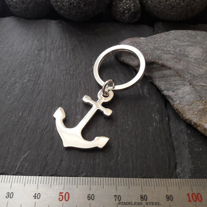 Schlüsselanhänger, Schlüsselring mit Anker-Anhänger aus 925er Silber (SA05)