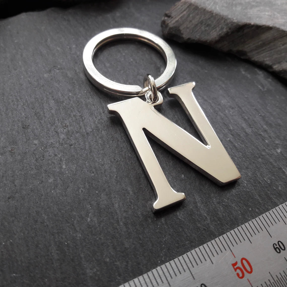 Schlüsselanhänger mit einem Großbuchstaben aus 925er Silber (SA01)