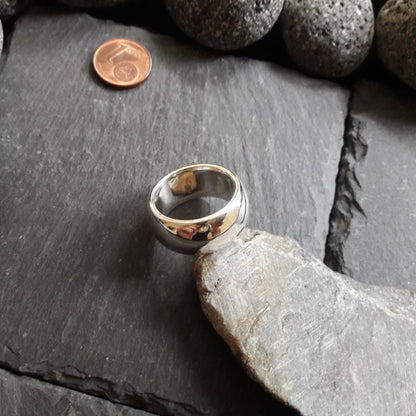Massiv bombierter Silberring aus 925er Silber, 10 mm Breit - 3,0 mm Stark (SR10B/3,0)