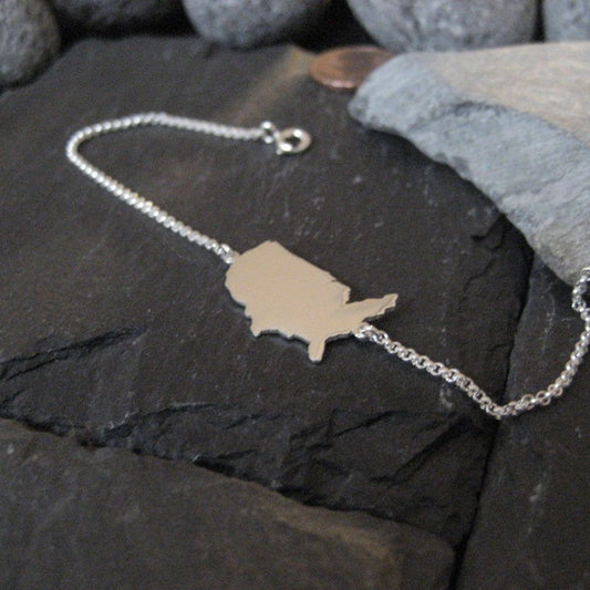 USA Landkarten-Armband aus 925er Silber